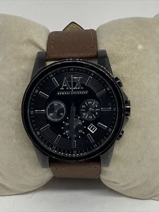 Armani Exchange AX2098 Mens Brown Leather Analog Dial Quartz Genuine Watch RQ389 - Picture 1 of 12