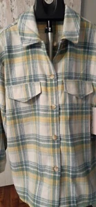 Sweet Rain Young Contemporary Longsleeve Shirt Plaid Green and Yellow Large - Picture 1 of 5