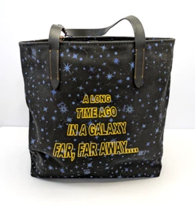 Coach X Star Wars Black Tote With Blue Starry Print And Gold Scroll Print F88308 - Picture 1 of 9