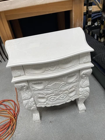 White 100% Mahogany French style small Rococo Bedside Cabinets / Nightstand TWO Cover