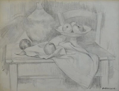 COSTE Albert (1895-1985) «Nature morte aux fruits - Hommage à Cézanne» Gleize - Photo 1/4