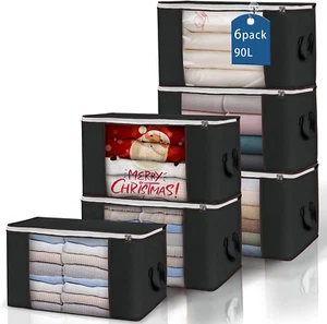 Large Storage Bags, 6 Pack Clothes Storage Bins Foldable Closet Organizers Stora - Picture 1 of 12