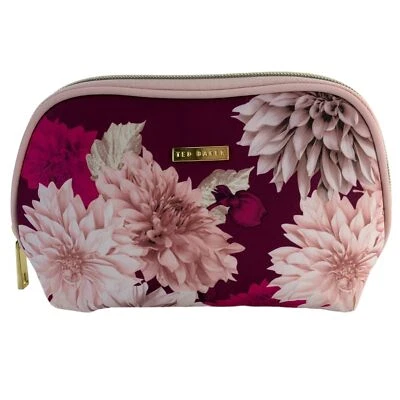 Ted Baker Women's Pink White Purple Gold Make Up Zip Up Bag Pouch Used - Image 1 of 4