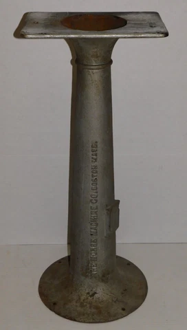 Vintage 30" Cast Iron SILVER Machine Base Pedestal Table Leg Industrial Salvage Cover