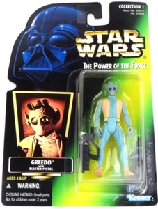 Star Wars The Power of the Force Greedo 1996 con pistola bláster como nuevo en tarjeta verde - Imagen 1 de 1