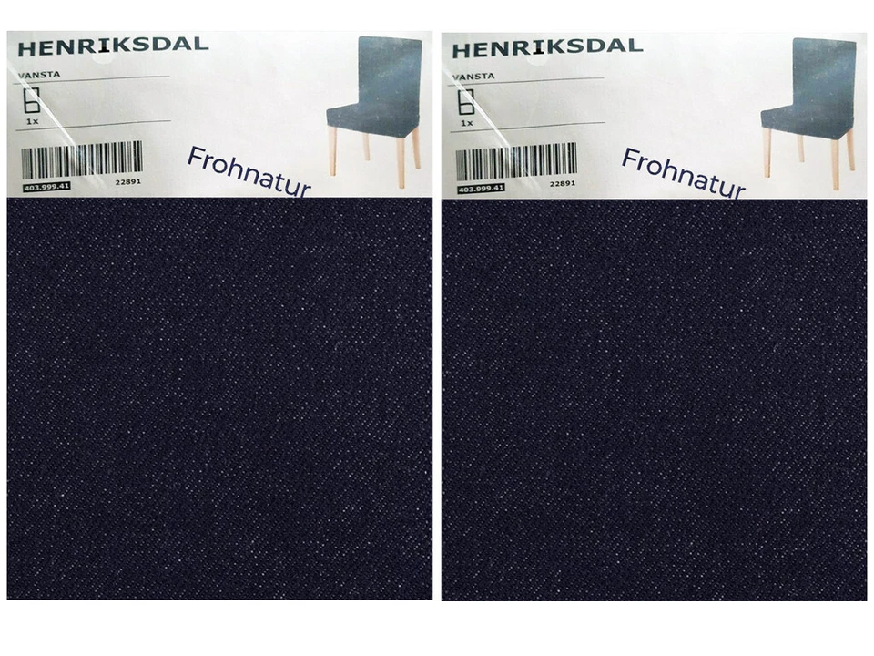 Ikea HENRIKSDAL 2x Bezug Stuhl kurz Vansta dunkelblau Jeans NEU OVP 403.999.41 - Bild 1 von 1
