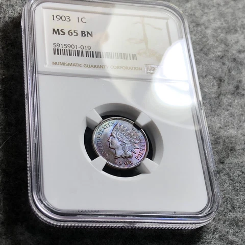 1903 Indian Head Cent NGC MS 65 BN High Grade Toned Cover