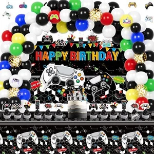 Gamer Birthday Party Decorations - 174Pcs Black and White Video Game Gaming - Picture 1 of 7