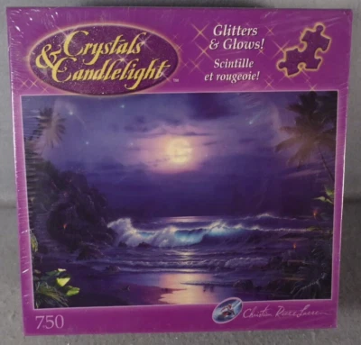 Crystals & Candlelight Puzzle 750 Pc Waves Ocean Glitters Glows Endless Dream - Image 1 of 4
