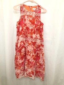 Calvin Klein Embroidered Tie Dye Crochet Above Knee Dress Orange Pink Red Size 6 - Picture 1 of 4