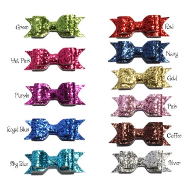 20pcs 9.5cm Shiny Sequin Hair Bows Applique Sequins Hairbows Knot NO Clips - Image 1 of 3