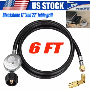US 6FT Propane Regulator Hose with 90 Degree Elbow Adapter for Most LP Gas Grill - Picture 1 of 15