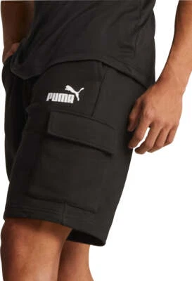 Puma Essentials Cargo Mens Shorts Black Stylish Pockets Elasticated Regular Fit - Image 1 of 3