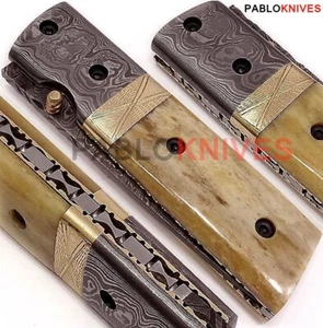 Custom Hand Forged Damascus Steel Hunting Folding Tanto , Outdoor,Survival Knife - Picture 1 of 6