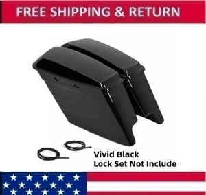 Vivid Black 5'' Stretched Extended Hard Saddle Bags For 2014-24 Harley Road King - Picture 1 of 11
