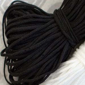 20 Yards Soft Stretchy Round Elastic Cord String Black 1/8" 3mm For Face Masks - Picture 1 of 12