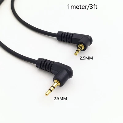 2x 1M 3FT 2.5mm Male to 2.5mm male 3 Pole Headphone Audio AUX Cable 90 degree - Image 1 of 4