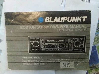 Blaupunkt Boston SQR49 用户手动调频/调幅磁带播放器 — 第 1/2 张图片