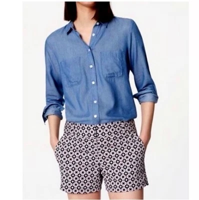 Pantalones cortos Ann Taylor Loft The Riviera de algodón lila/azul marino para mujer talla 6 Foto 1 de 4