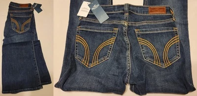 HOLLISTER Mid Rise Boot Jeans WOMENS Junior Size 000R w/23R Blue Soft Denim~ NWT - Image 1 of 4