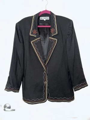 NUEVO FRONTIER Chaqueta Western Bordada Vintage Años 90 BLAZER Para Mujer M Mediana RARA Foto 1 de 4