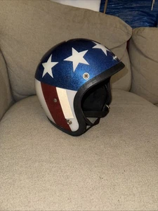Evil Knievel Helmet Easy Rider Stars & Stripes LSI-4150 Motorcycle Bike Vintage - Picture 1 of 13