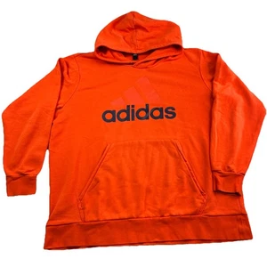 Adidas Men’s Pullover Sweatshirt Hoodie 2XLT Orange Pocket READ - Picture 1 of 9