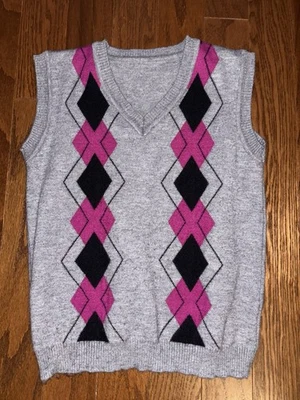 Chaleco Suéter Tejido Niños Niños Cuello en V Argyle Talla 10 Gris Foto 1 de 2