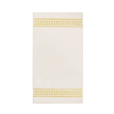 Badematte Beige Schwarz Weiß Duschvorleger Baumwolle Gold Mäander - Bild 1 von 4