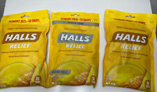 3 Bags  HALLS Relief Sugar-Free Cough Drops Honey Lemon Menthol 160 Ct Value