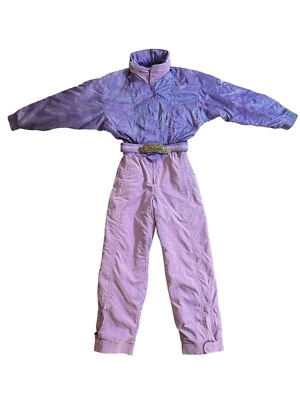 BOGNER 80’s Ski Suit Snowsuit SIZE 10L Apres Ski Party Fashion Purple Belted USA - Image 1 of 4