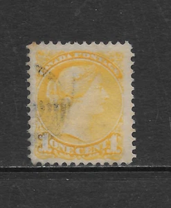 CANADA SCOTT 35 USED VF - 1870 1c YELLOW QUEEN VICTORIA ISSUE (B) - Picture 1 of 2