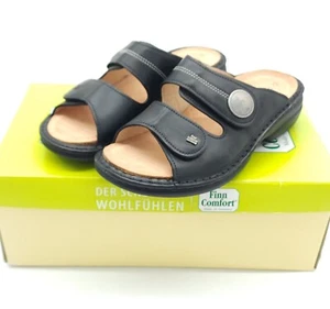Finn Comfort Women’s Sansibar Black Leather Slide Adjustable Sandal Size 5 - Picture 1 of 11
