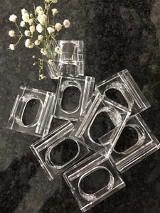Vintage Lillian Vernon Clear Acrylic Napkin Ring Lot Set 8 Flower Vase RETRO WOW - Picture 1 of 1