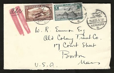 EGYPT 1935 METROPOLE PALACE HOTEL 1935 ALEXANDRIA TO BOSTON - Image 1 of 2