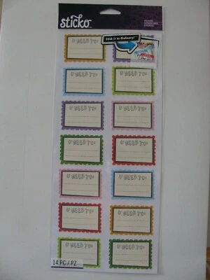 Sticko Stickers U NEED TO LABELS 1 Sheet 5.5" X 12.25" NIP  - Image 1 of 2