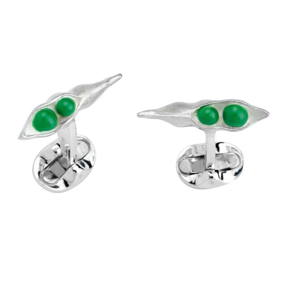 Deakin & Francis Sterling Silver and Enamel Peas in a Pod Cufflinks - Image 1 of 1