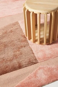 Handmade Aida Abstract Tufted Rug - Wool & Viscose, Modern Pink Design - Picture 1 of 3