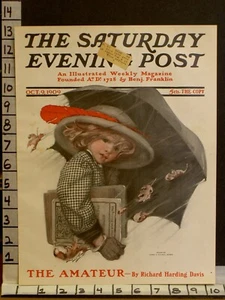 1909 SARAH S. STILWELL WEBER AUTUMN SCHOOL TEACHER ORIGINAL COVER ART CAV045 - Picture 1 of 1