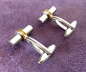 Vintage H.Samuel Cufflinks - Two-Tone Silver & Gold - Comes with Original Box - Picture 1 of 8