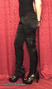Punk Rave Black Studded Gothic Steampunk Metal Cosplay Visual Kei Pants XL - Picture 1 of 11