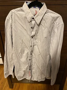 Robert Graham Mens Burton Up Button Down Dress Shirt Geometric Grey Large - Picture 1 of 3