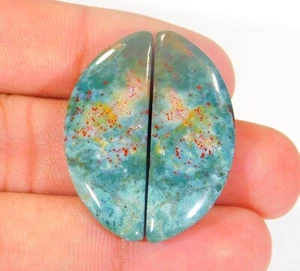 39Ct 100% Natural Bloodstone Pair Fancy Cabochon Gemstone Jewelry Making AK=0223 - Picture 1 of 7