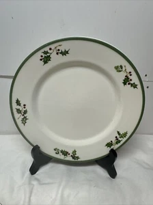 Christopher Radko Holiday Celebrations Holly Border Green Rim Salad Plate - Picture 1 of 6