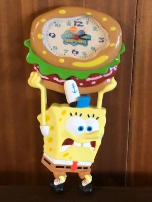 2004 Nickelodeon Spongebob Squarepants Krabby Patty Molded Wall Clock Nonworking - Image 1 of 2