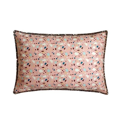 Pink Lumbar Pillow Cover, 12"x16" Faux Leather Cushion-Terrazo Fun Pink - Image 1 of 3