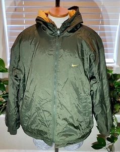Nike 90's Vintage Men's Medium Green Yellow Windbreaker Rain Light Jacket Nylon - Picture 1 of 3