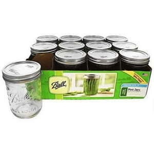 Ball 16 Unzen breite Öffnung Einmacherei Einmachglas Deckel, Bänder klar Glas Gläser 12/Box - Bild 1 von 6