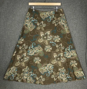 Y2K Croft & Barrow Skirt Brown & Blue Paisley A-Line Midi women’s 10 - Picture 1 of 8