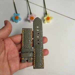 Genuine Leather Skin Watch Strap Band Gray size 22mm/22m - Picture 1 of 16